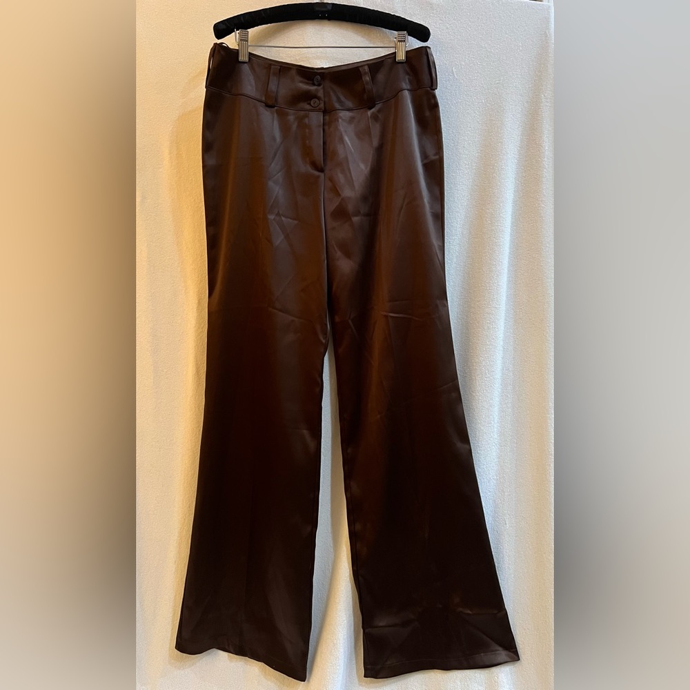 European size 42, woman’s dress trousers, bronze color, wide leg, 33 inseam
